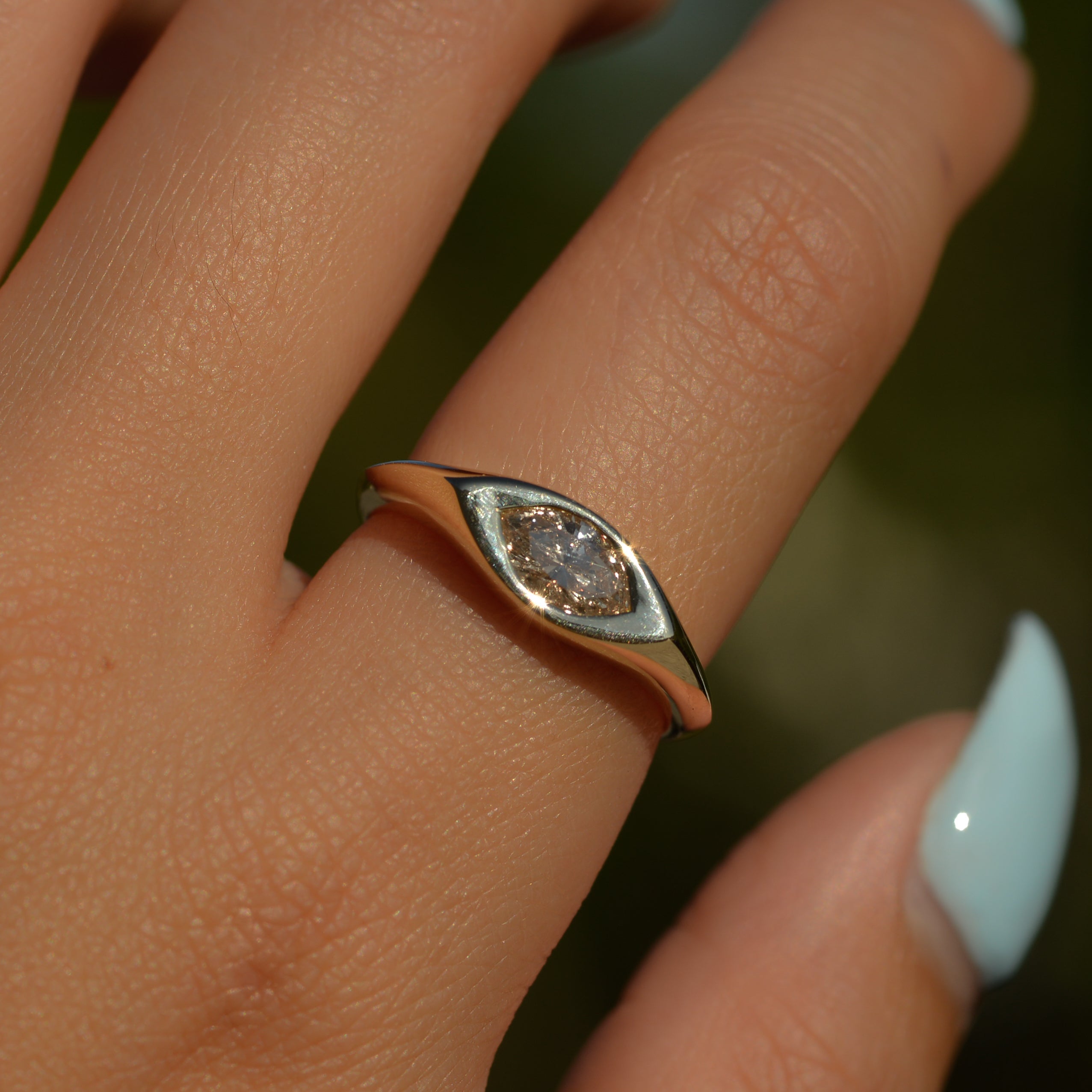 Eye Signet, marquise champagne diamond