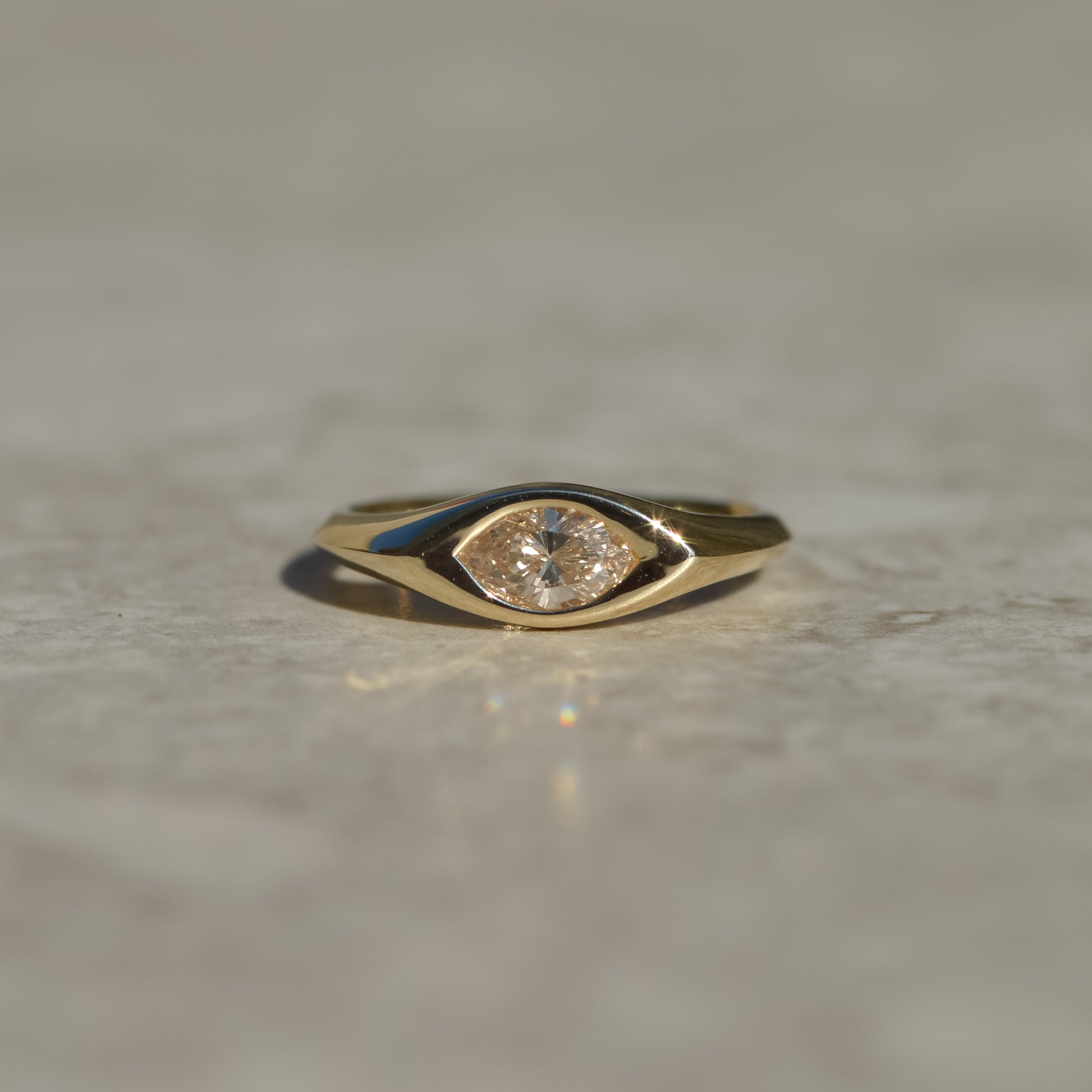 Eye Signet, marquise champagne diamond