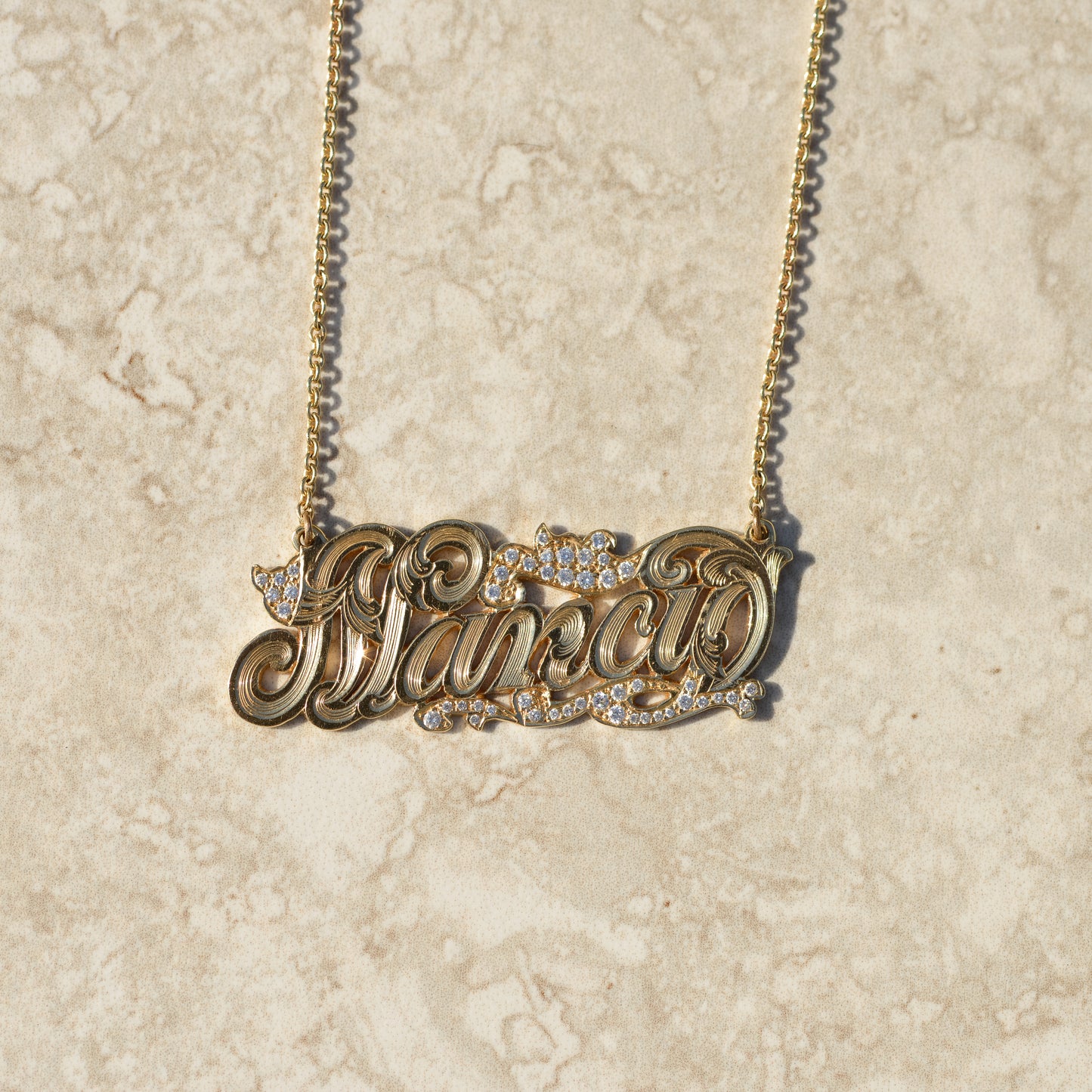 Estate Nancy Engraved Name Necklace