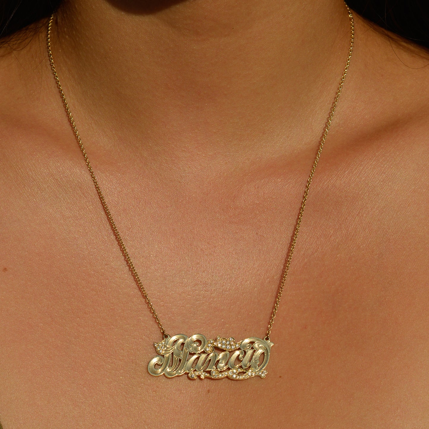 Estate Nancy Engraved Name Necklace