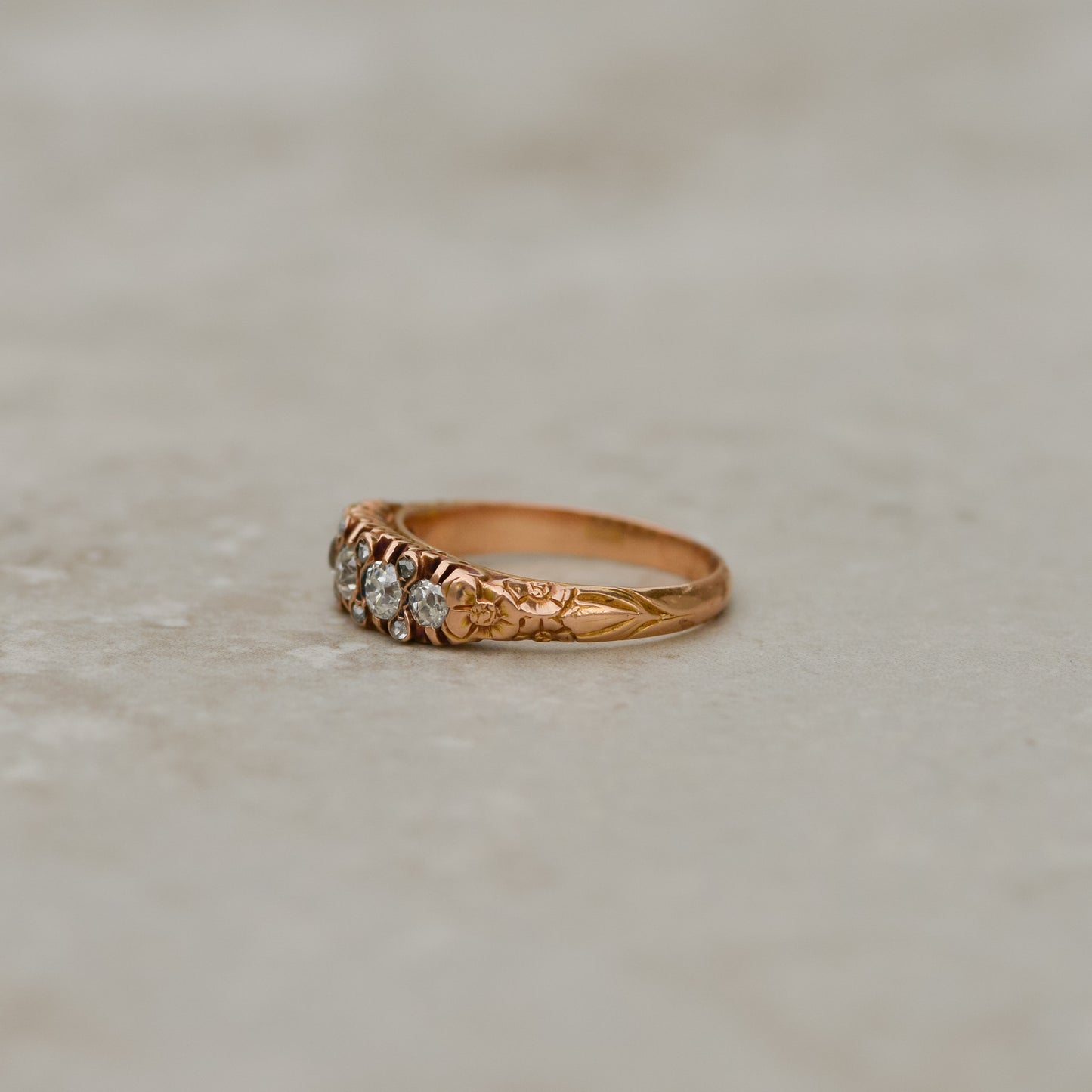 Art Nouveau Old Mine & Rosecut Diamond Band