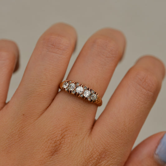 Art Nouveau Old Mine & Rosecut Diamond Band