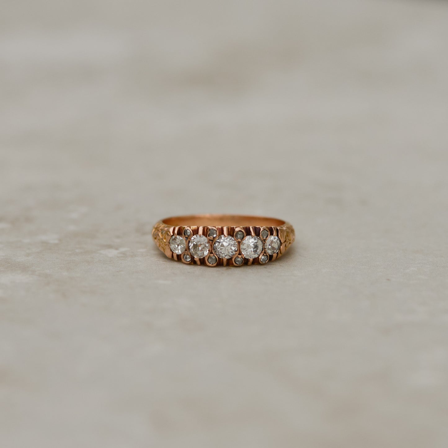 Art Nouveau Old Mine & Rosecut Diamond Band