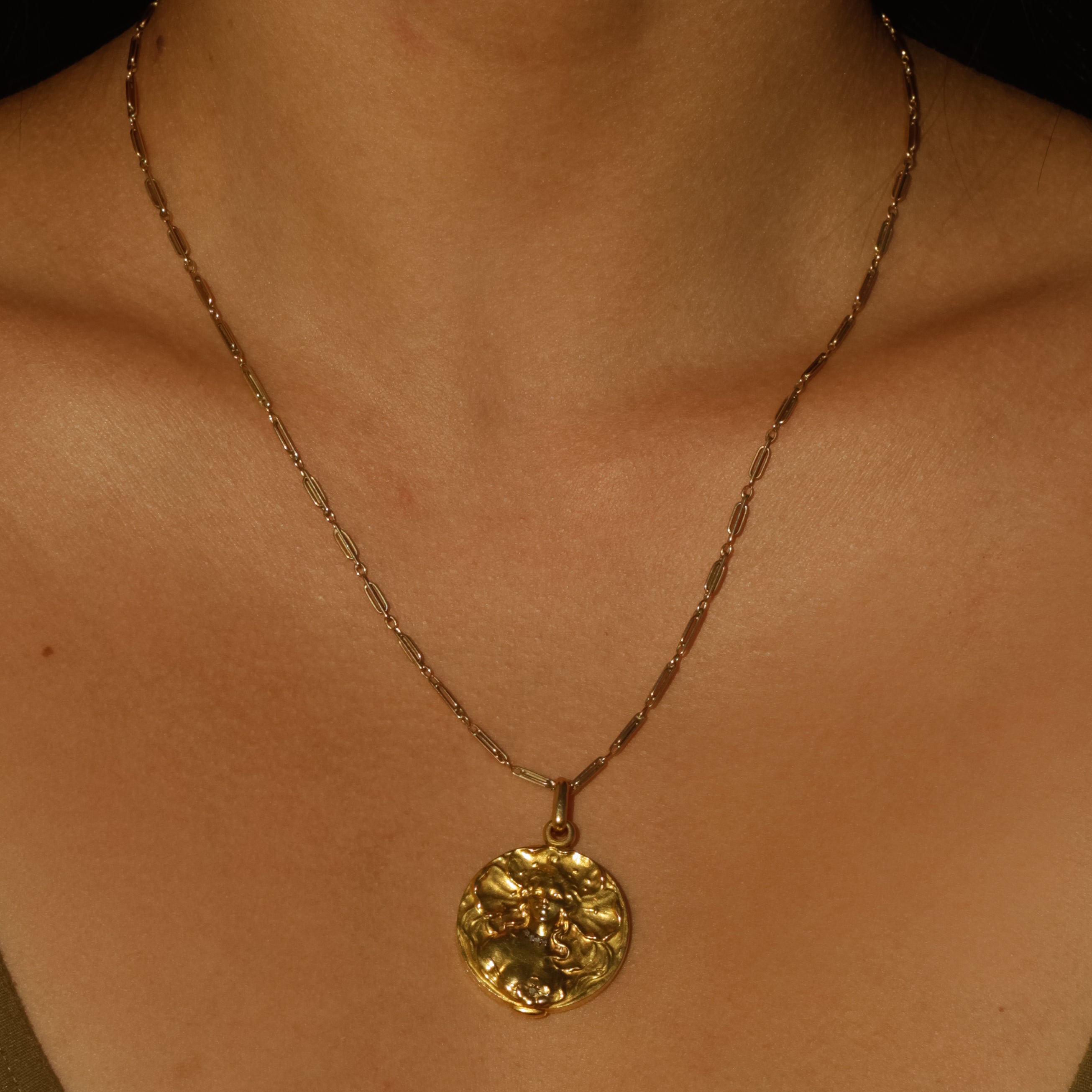 Antique Art Nouveau Repoussé Fairy Locket