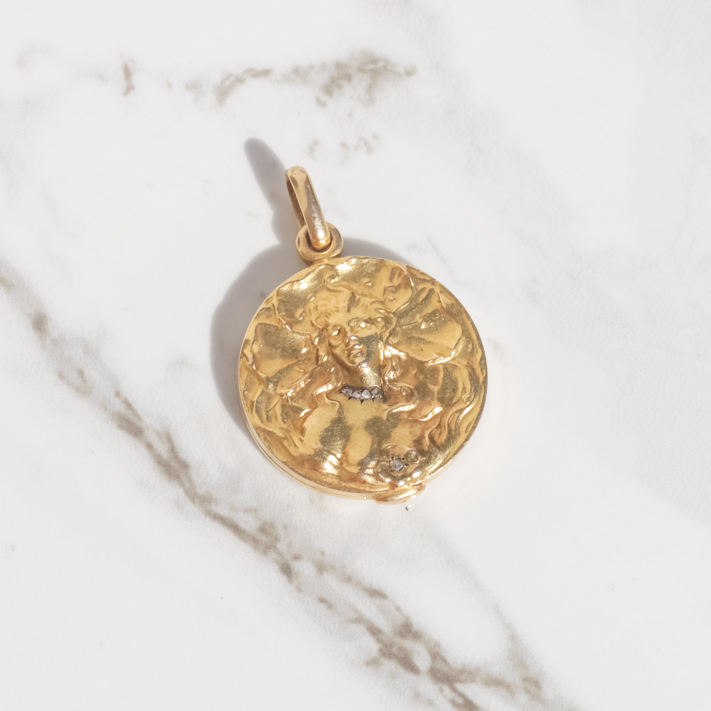 Antique Art Nouveau Repoussé Fairy Locket