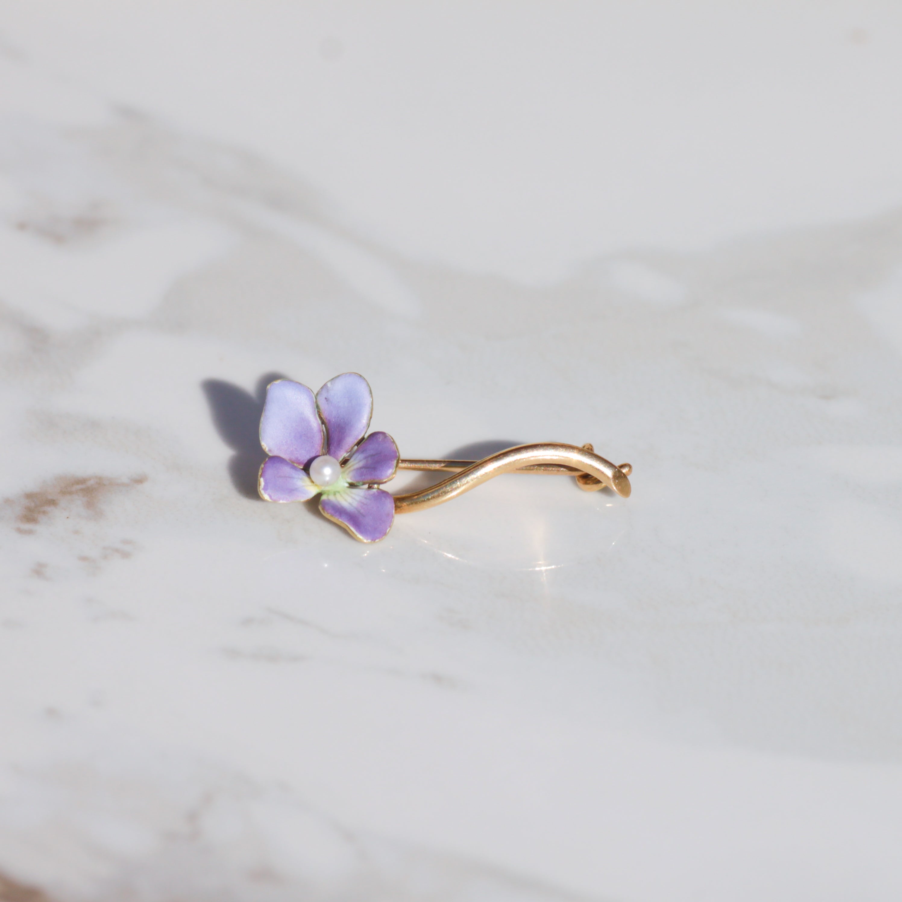 Antique Art Nouveau Enamel Violet Pin