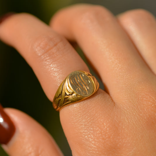 Art Nouveau Oval Signet Ring