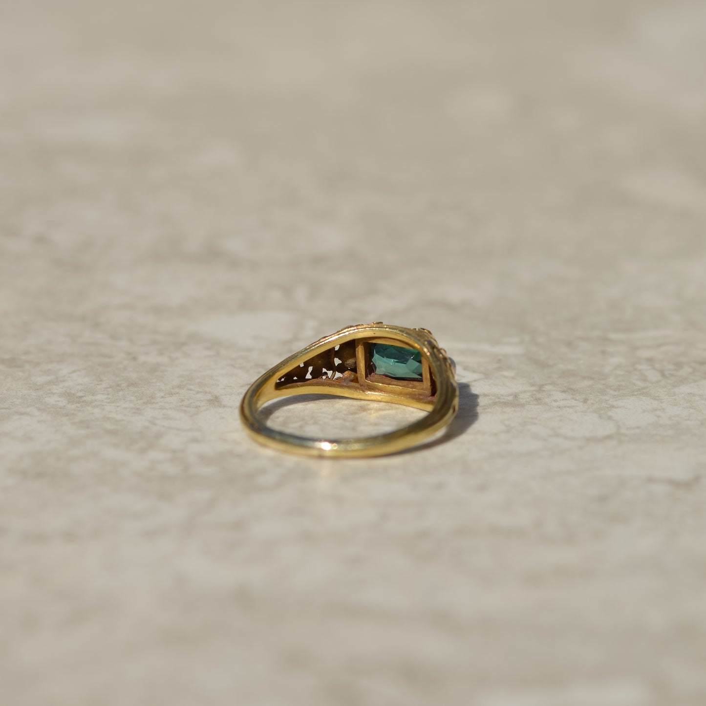 Art Nouveau Tourmaline and Pearl Ring