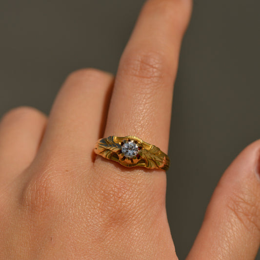 Art Nouveau Belcher-set 0.4ct Diamond Ring