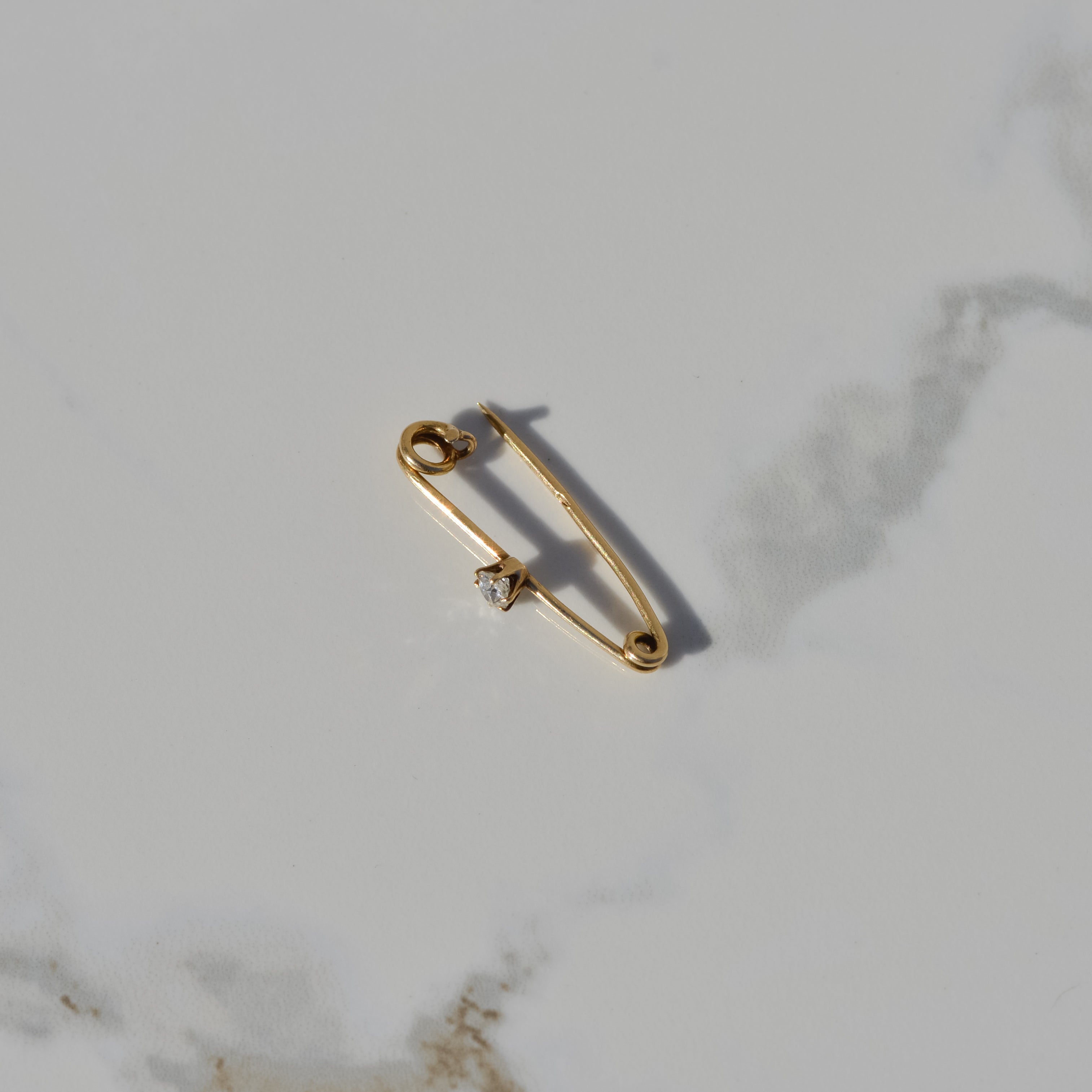 Antique Old Mine Diamond Safety Pin