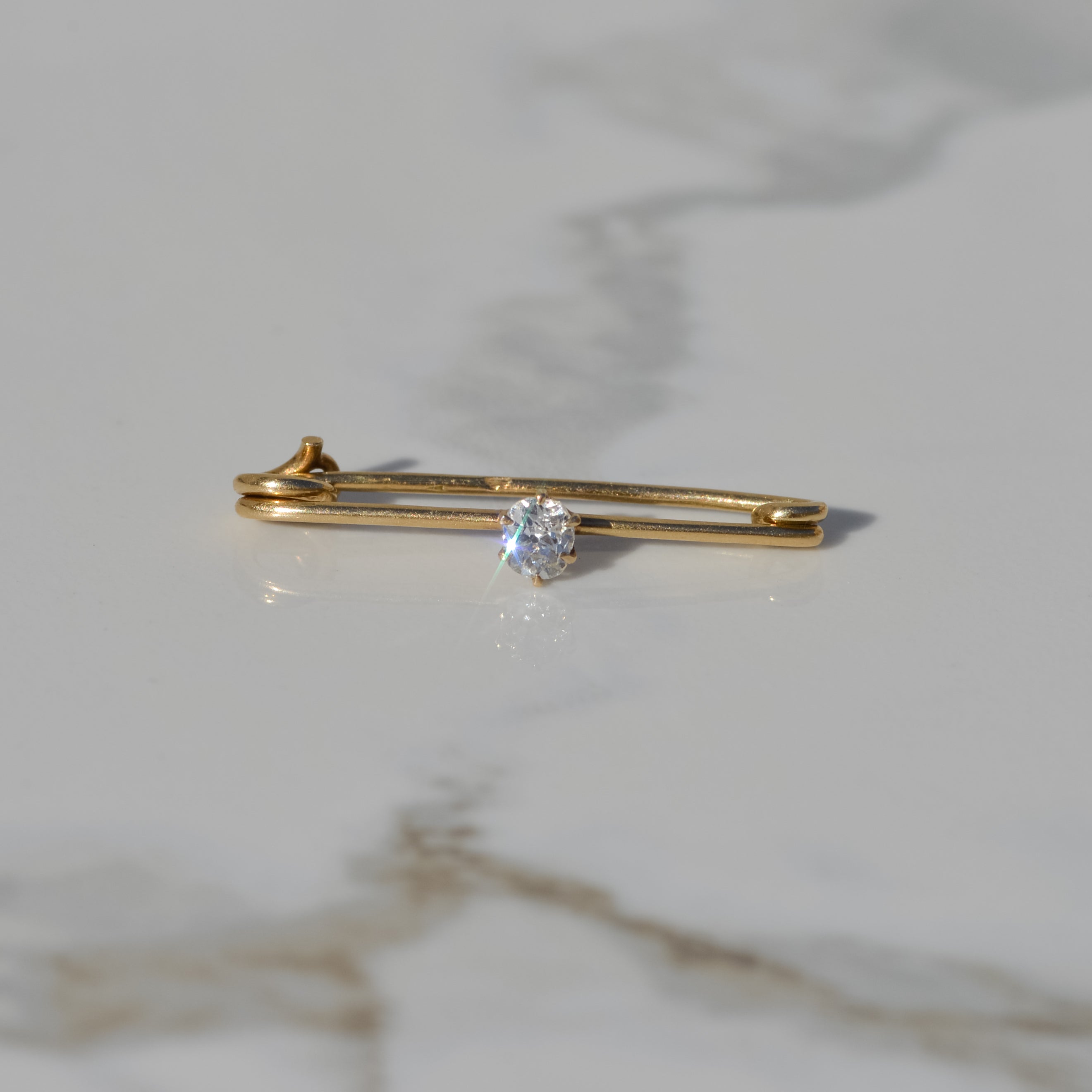 Antique Old Mine Diamond Safety Pin