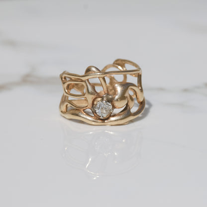 Vintage Old Mine Cut Ring Sz 8 3/4 14k