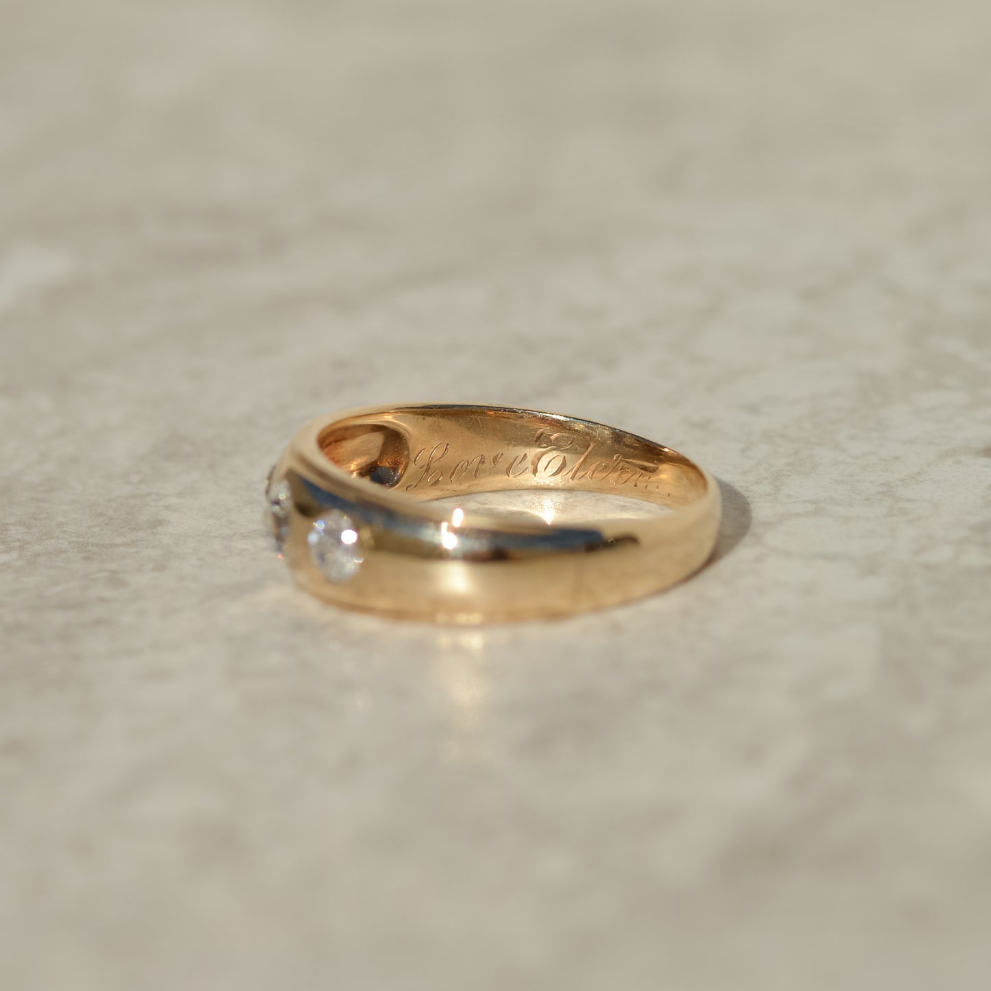 Vintage Three Old Mine Diamond Ring