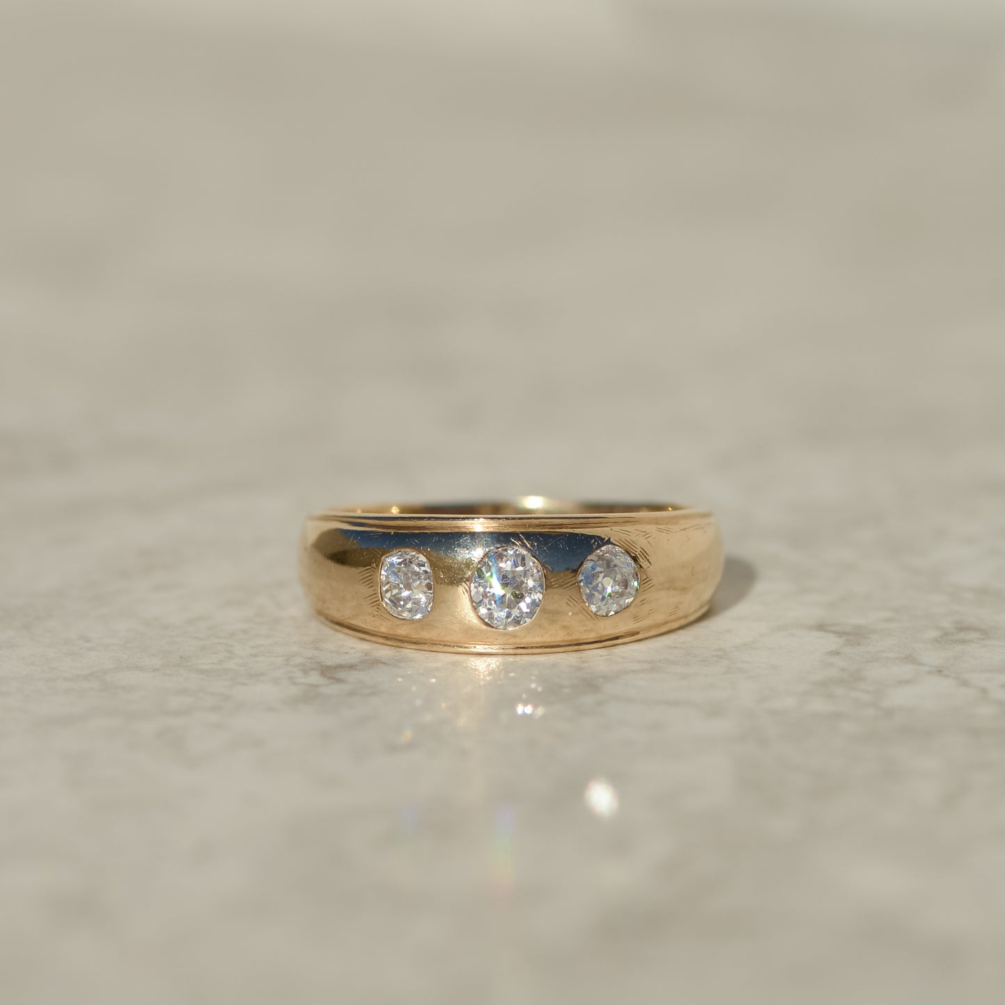 Vintage Three Old Mine Diamond Ring