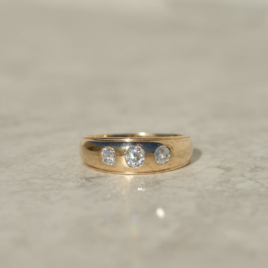 Vintage Three Old Mine Diamond Ring