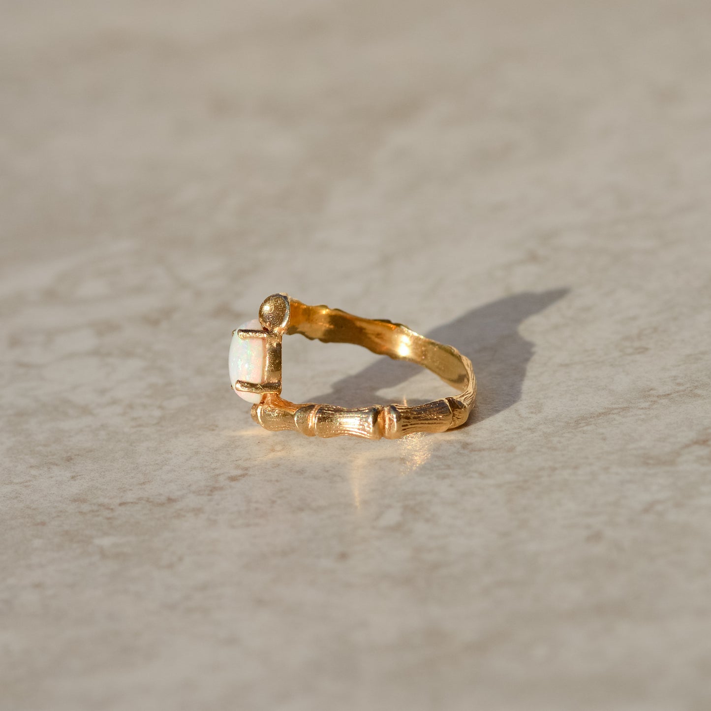 Vintage Opal Bamboo Bypass Ring