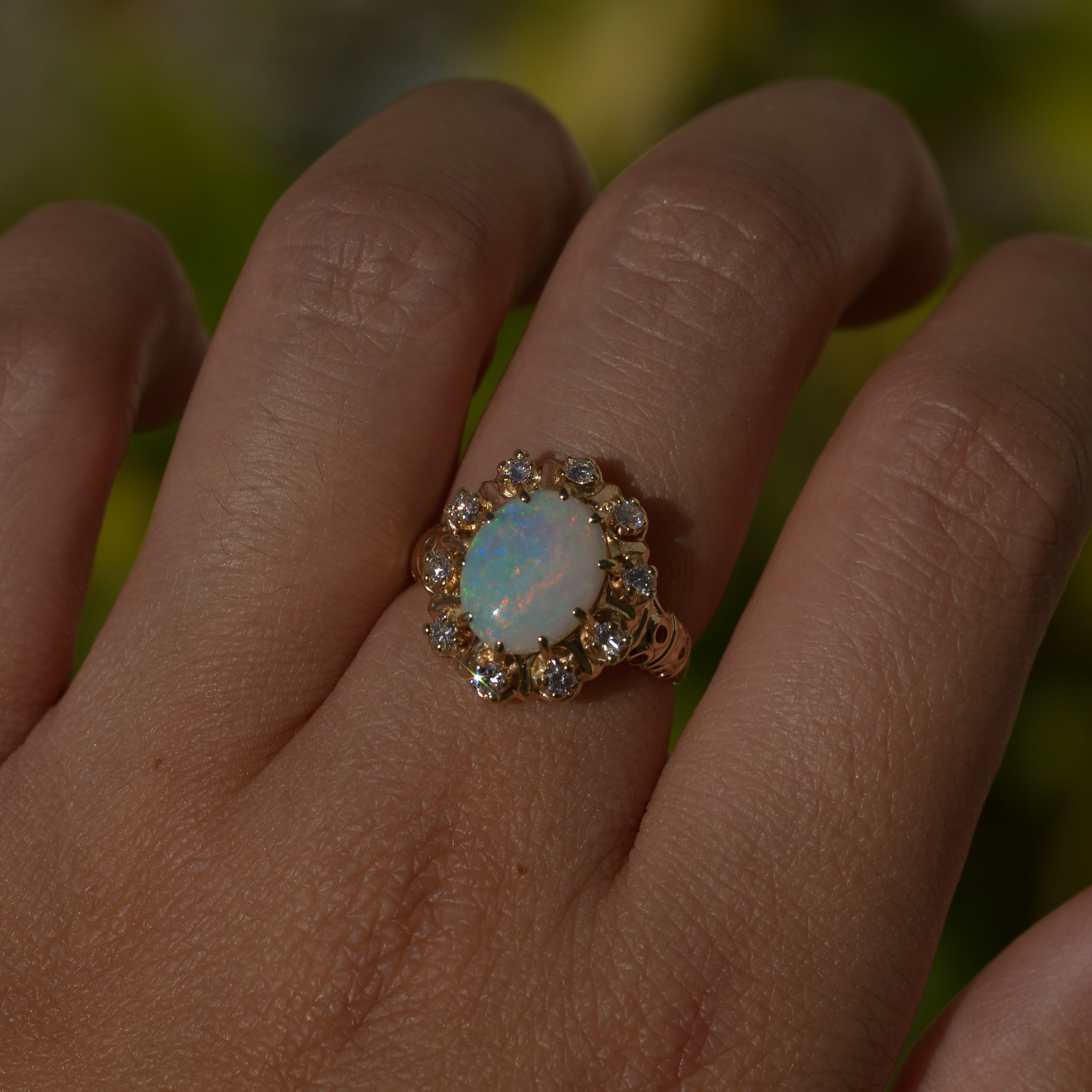 Opal outlet And Diamonds Vintage Ring