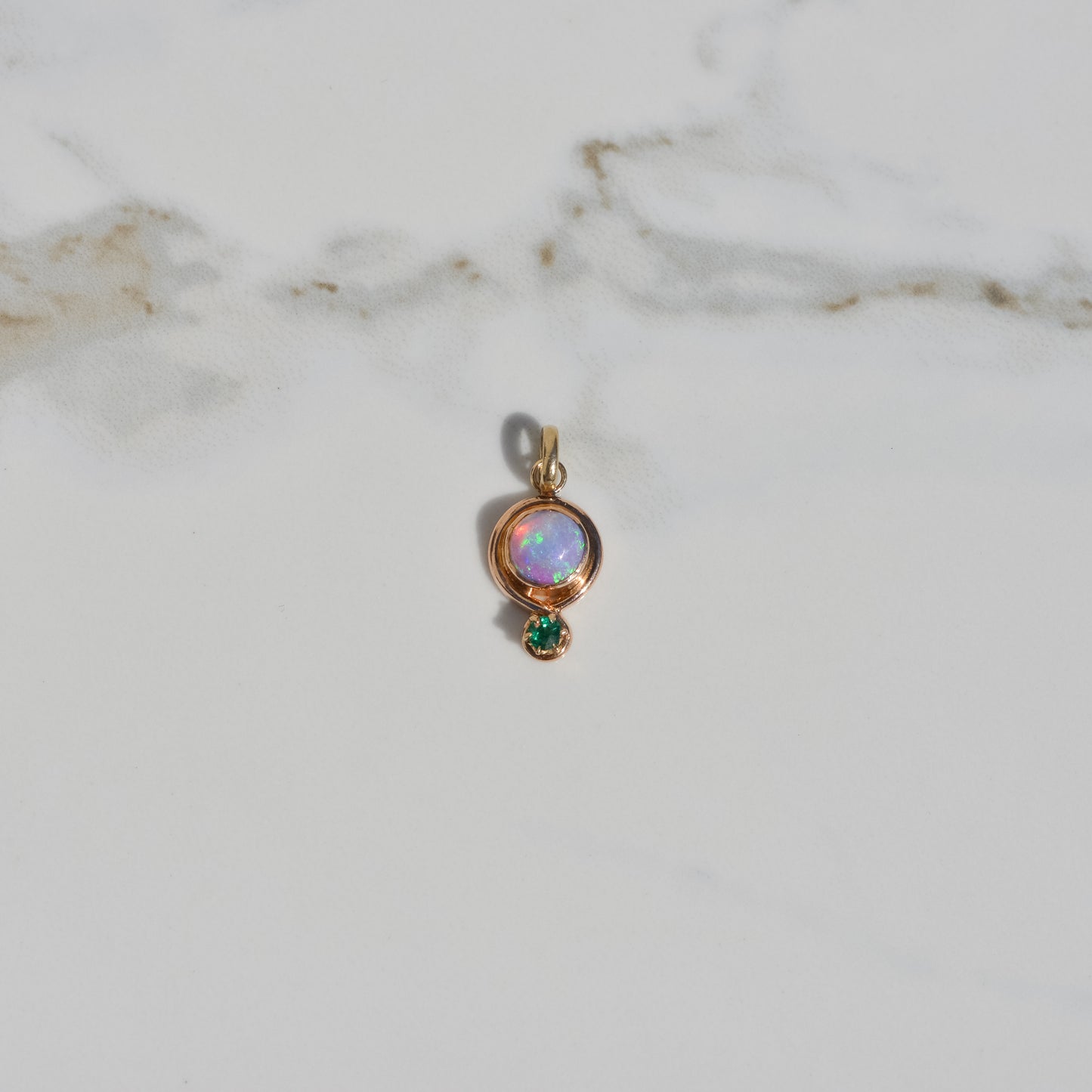 Antique Opal and Garnet Charm 14k