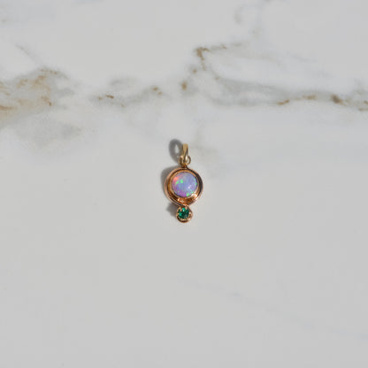 Antique Opal and Garnet Charm 14k