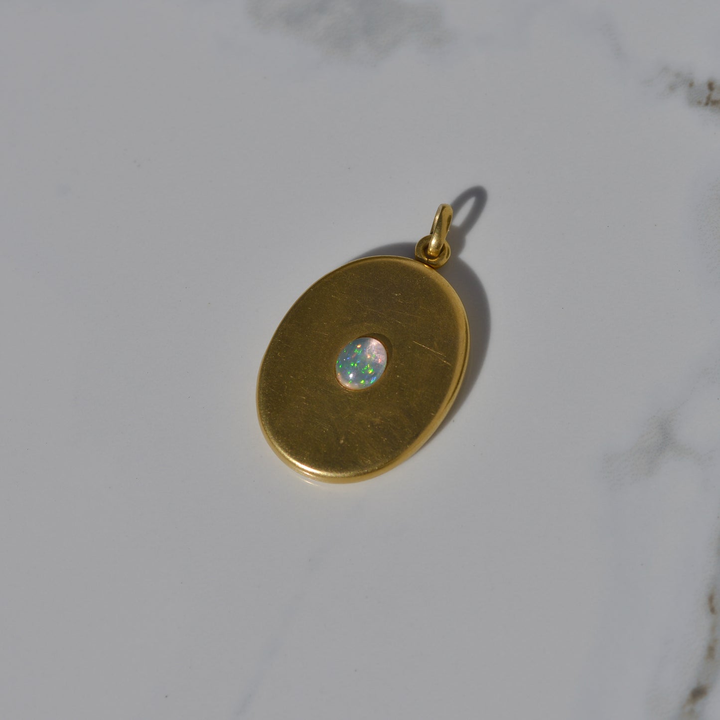 Antique Opal Cabochon Oval Locket 14k