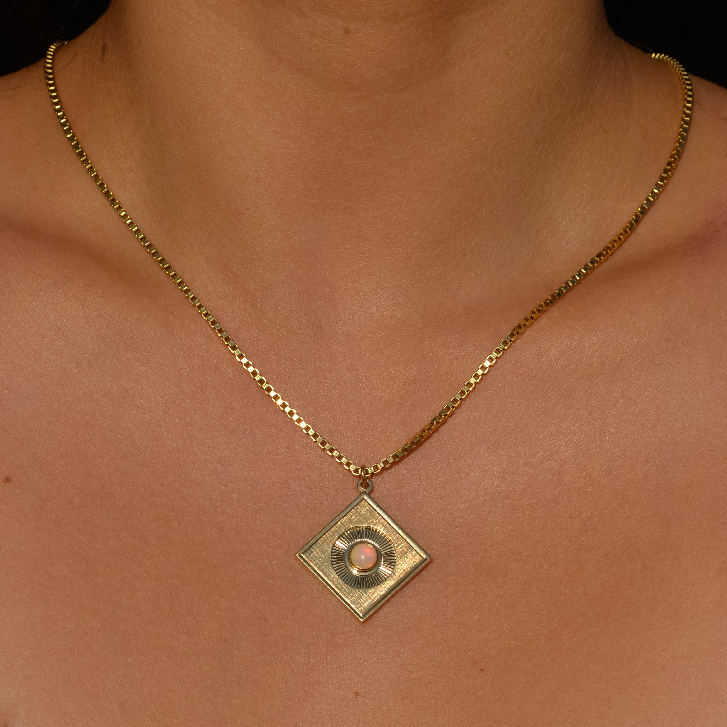 Vintage Opal Square Pendant
