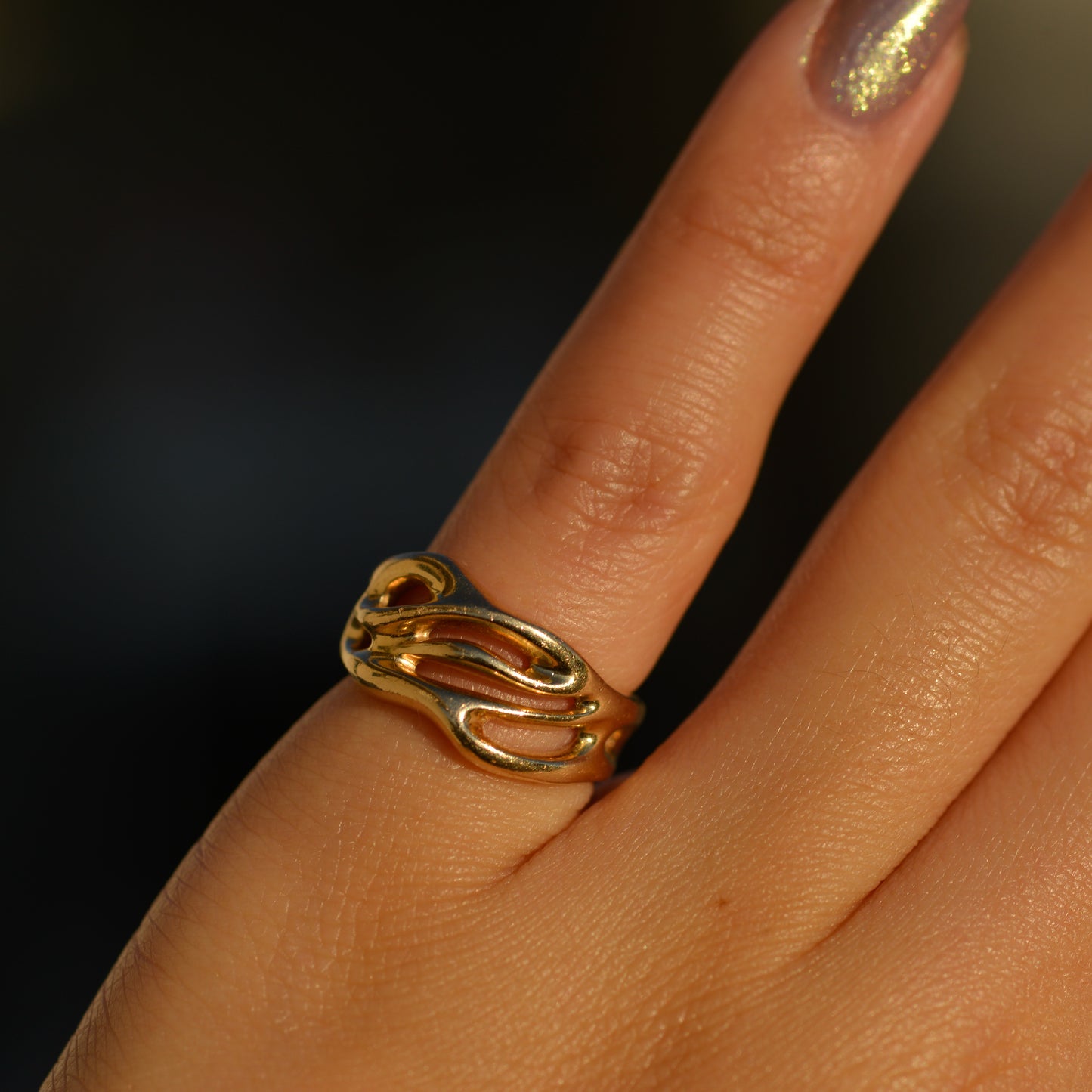 Vintage Wavy Ripple Ring