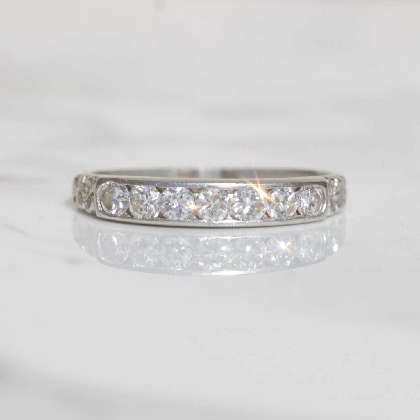 Art Deco Channel-set Diamond Band Platinum Sz 6