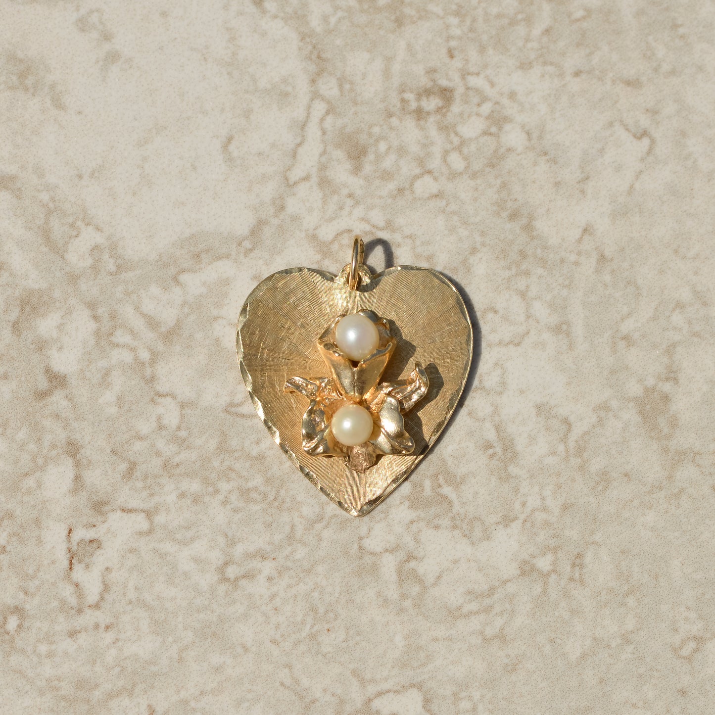 Vintage Orchid Heart Charm