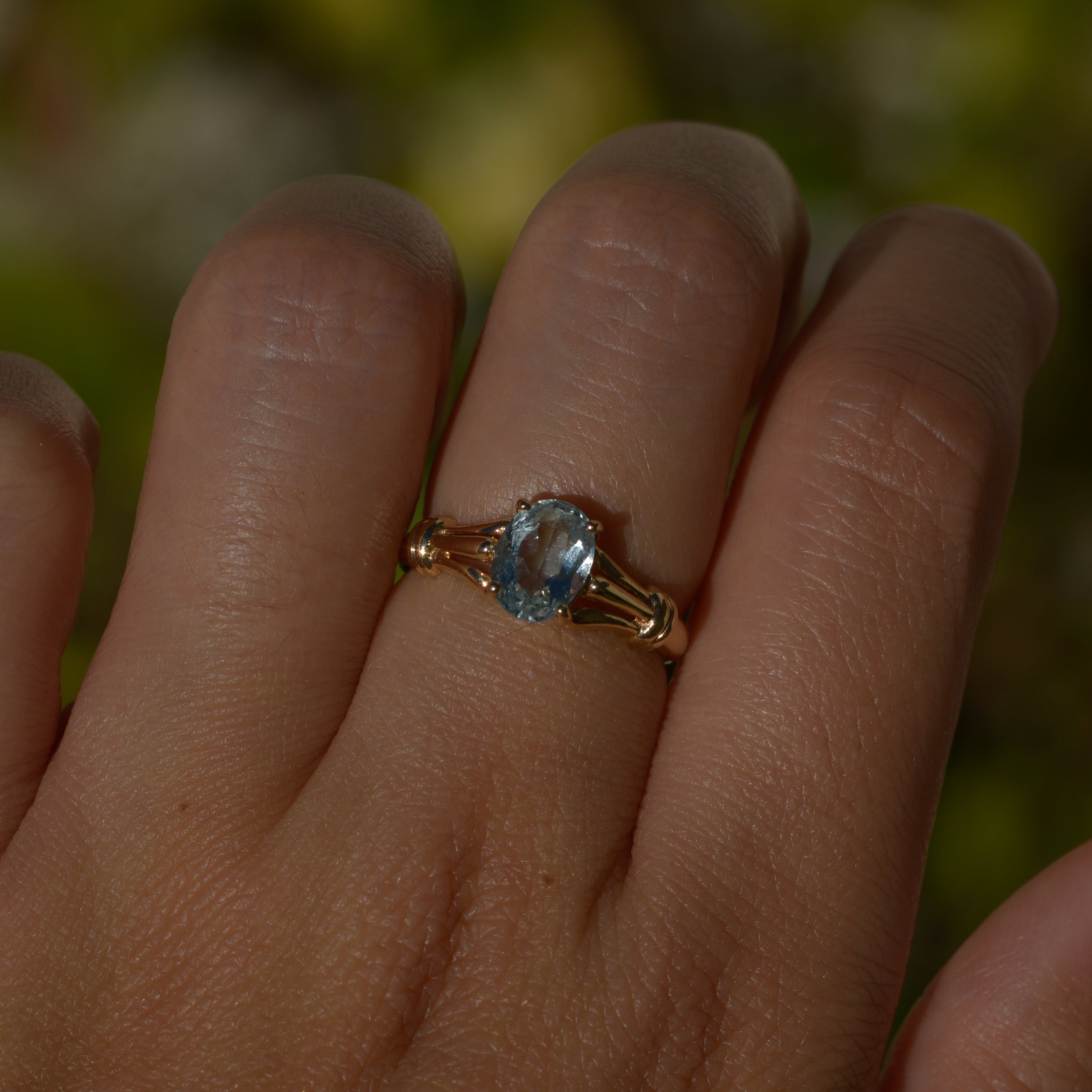 Vintage Aquamarine Ring Sz 5 3/4 14k