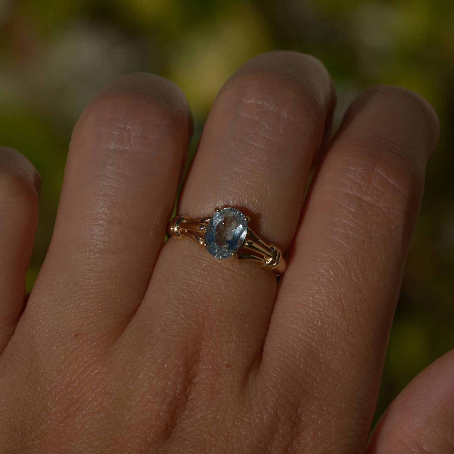 Vintage Aquamarine Ring Sz 5 3/4 14k