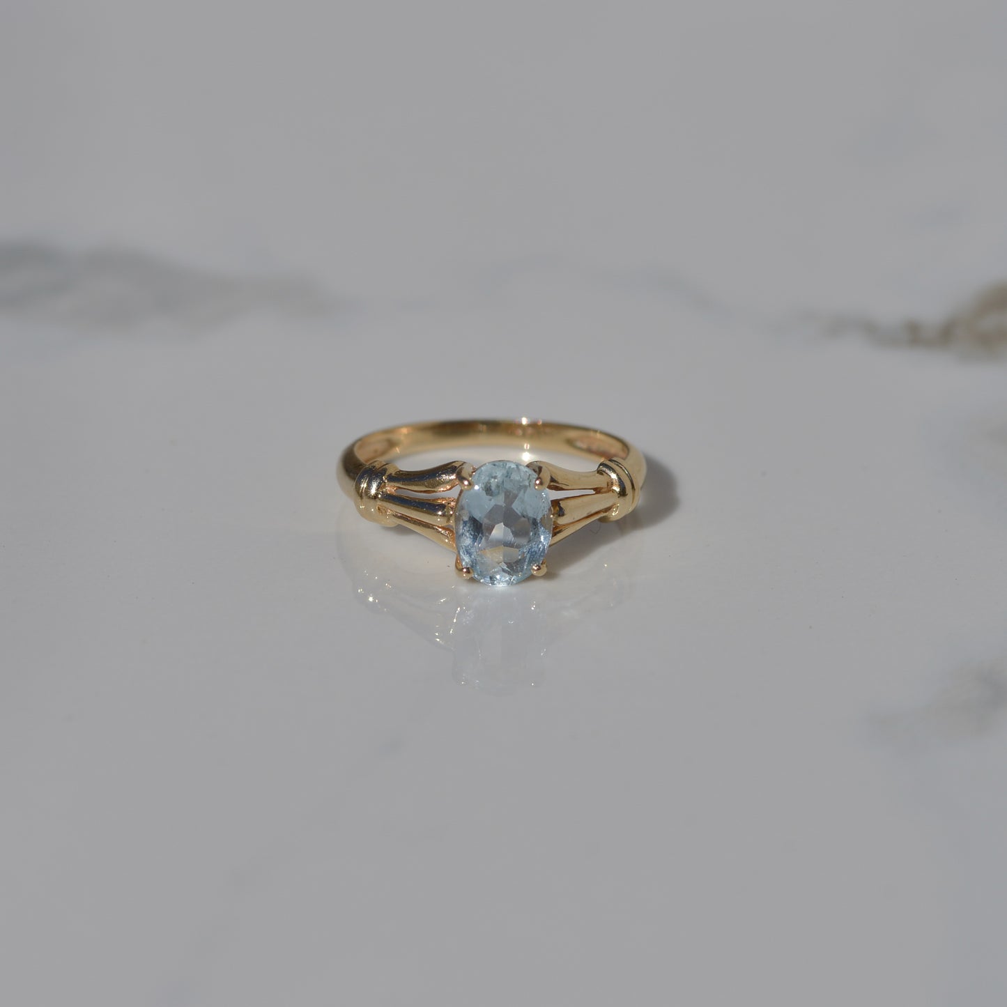 Vintage Aquamarine Ring Sz 5 3/4 14k