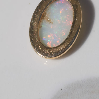 Vintage Oval Opal Pendant 14k