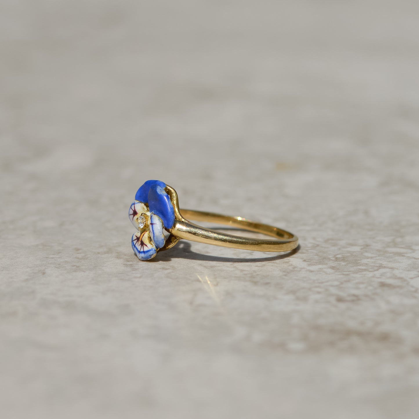 Vintage Enamel Pansy Ring
