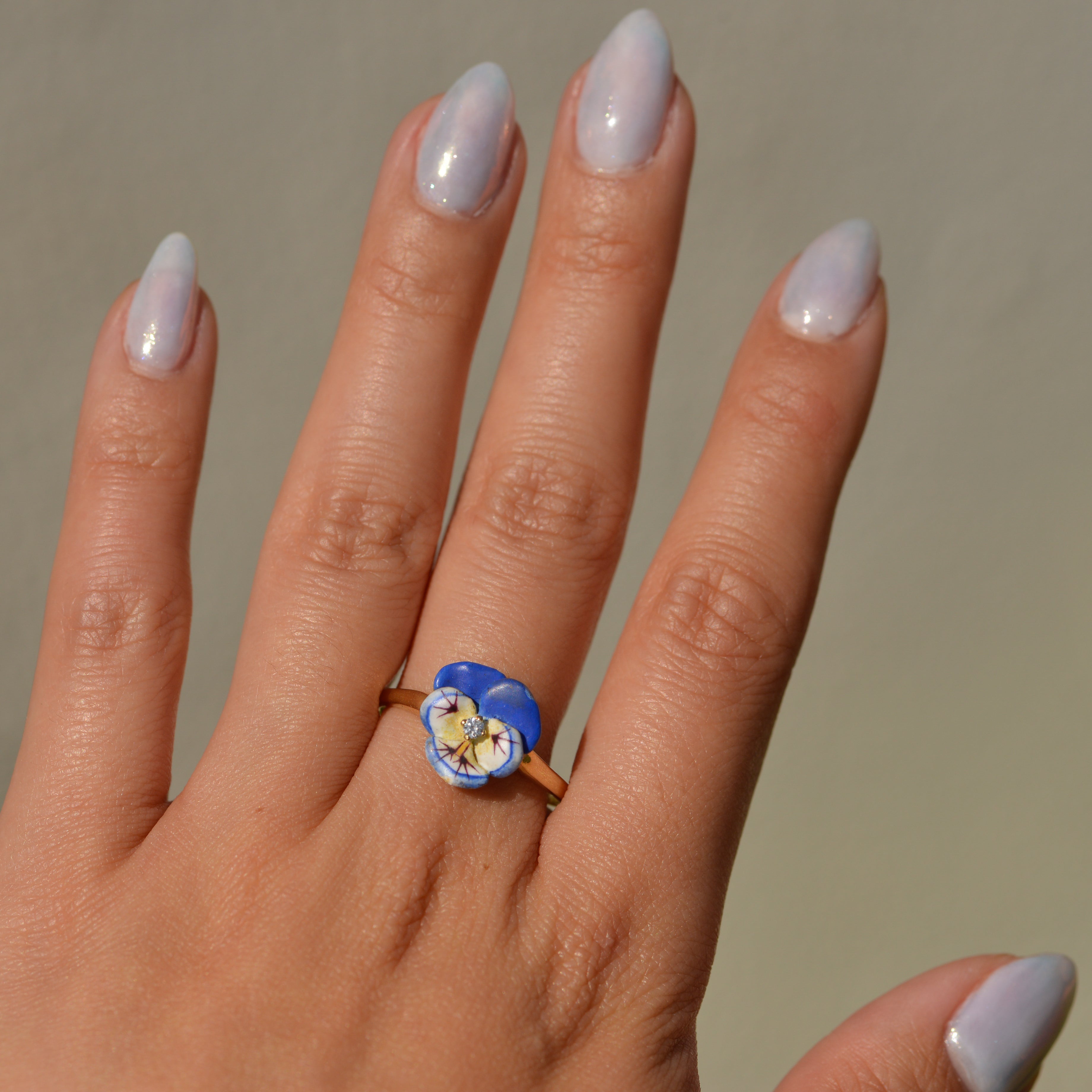 Vintage Enamel Pansy Ring