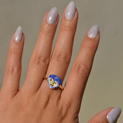 Vintage Enamel Pansy Ring
