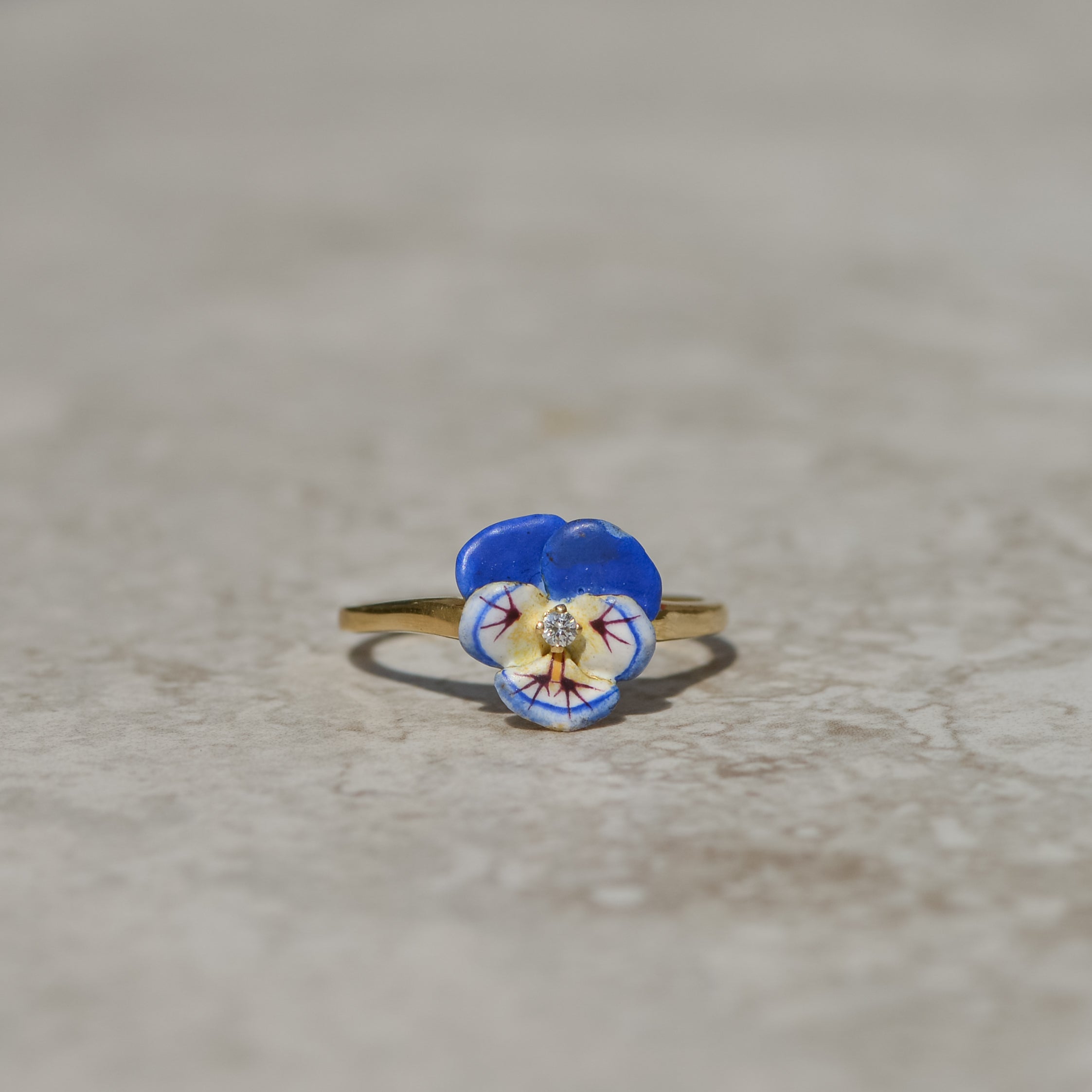 Vintage Enamel Pansy Ring