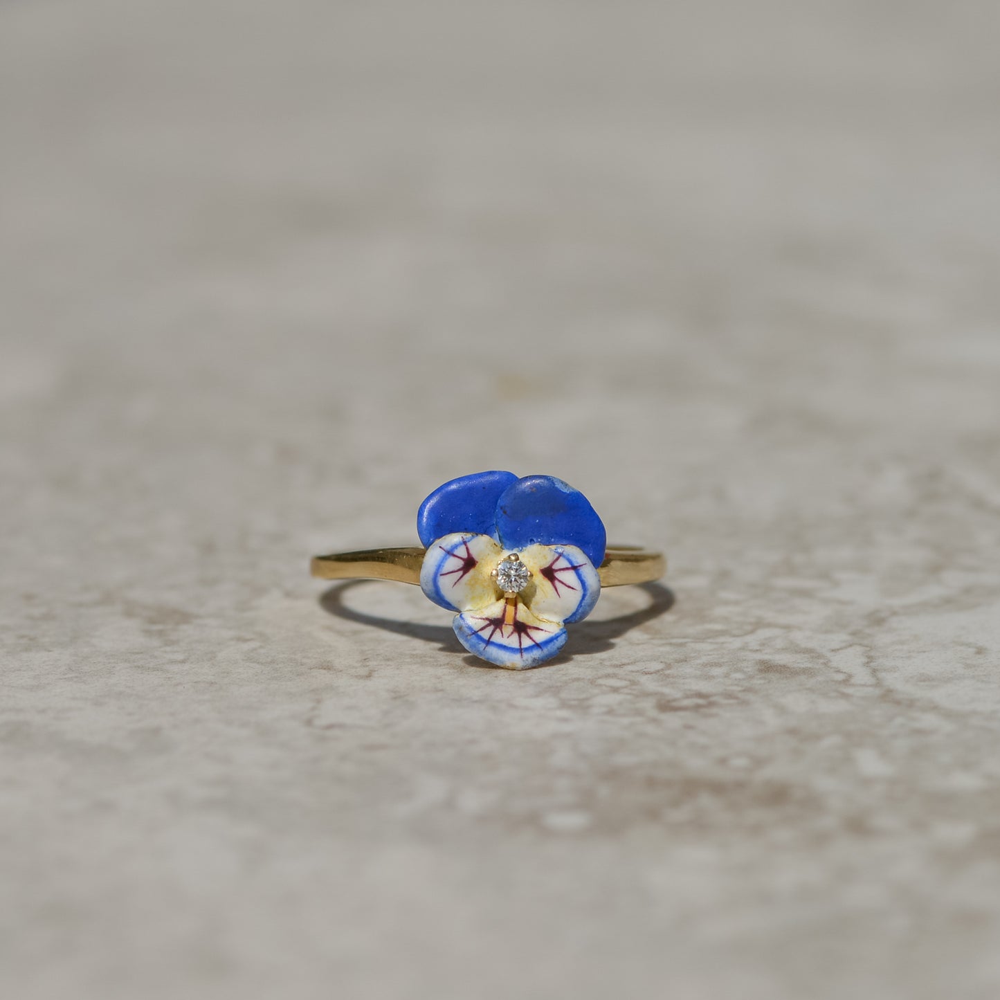 Vintage Enamel Pansy Ring