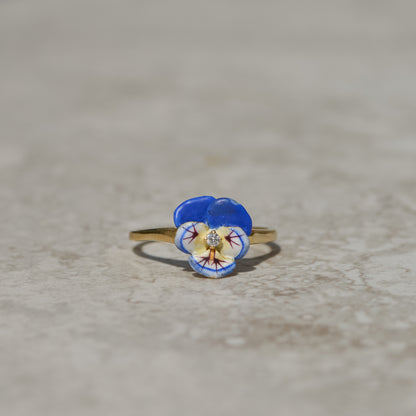 Vintage Enamel Pansy Ring