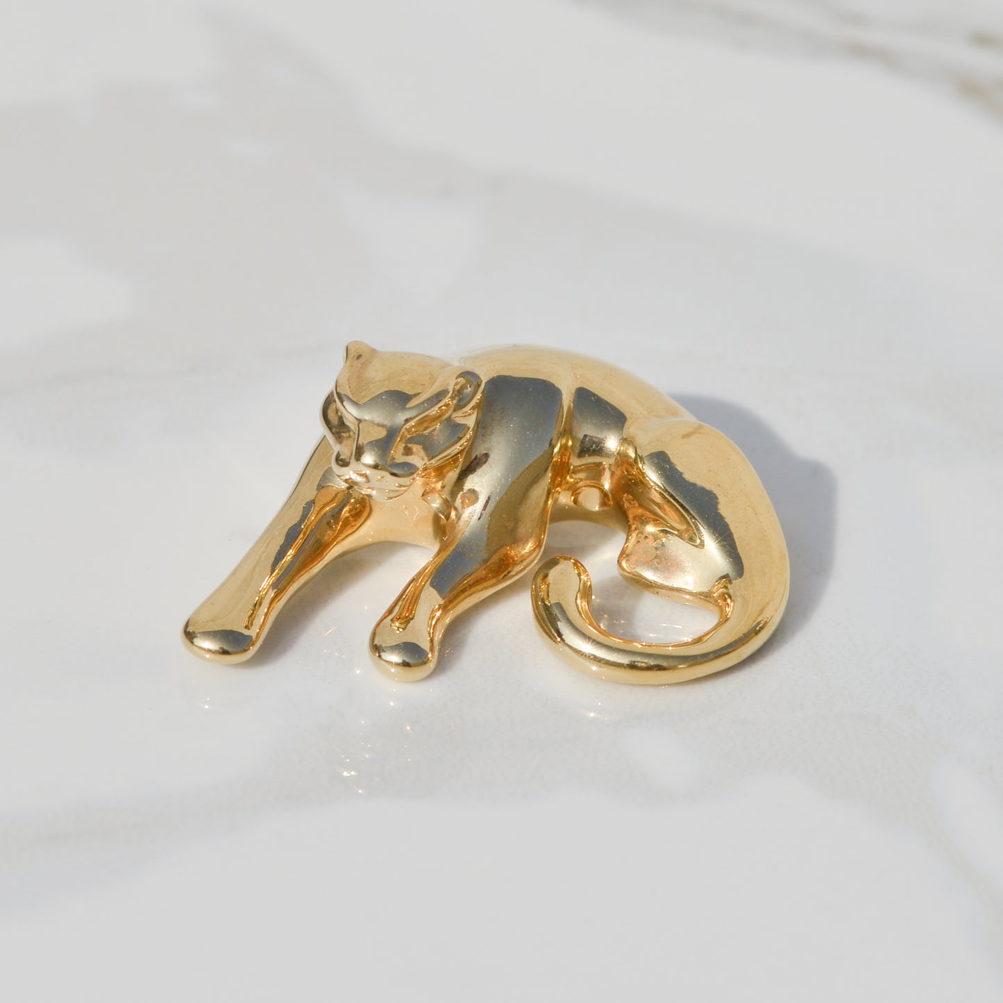 Vintage Panther Slider Pendant 14k