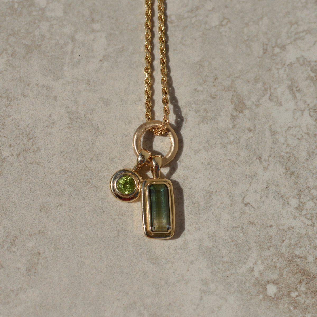 Mini Bubble Bezel Pendant, peridot