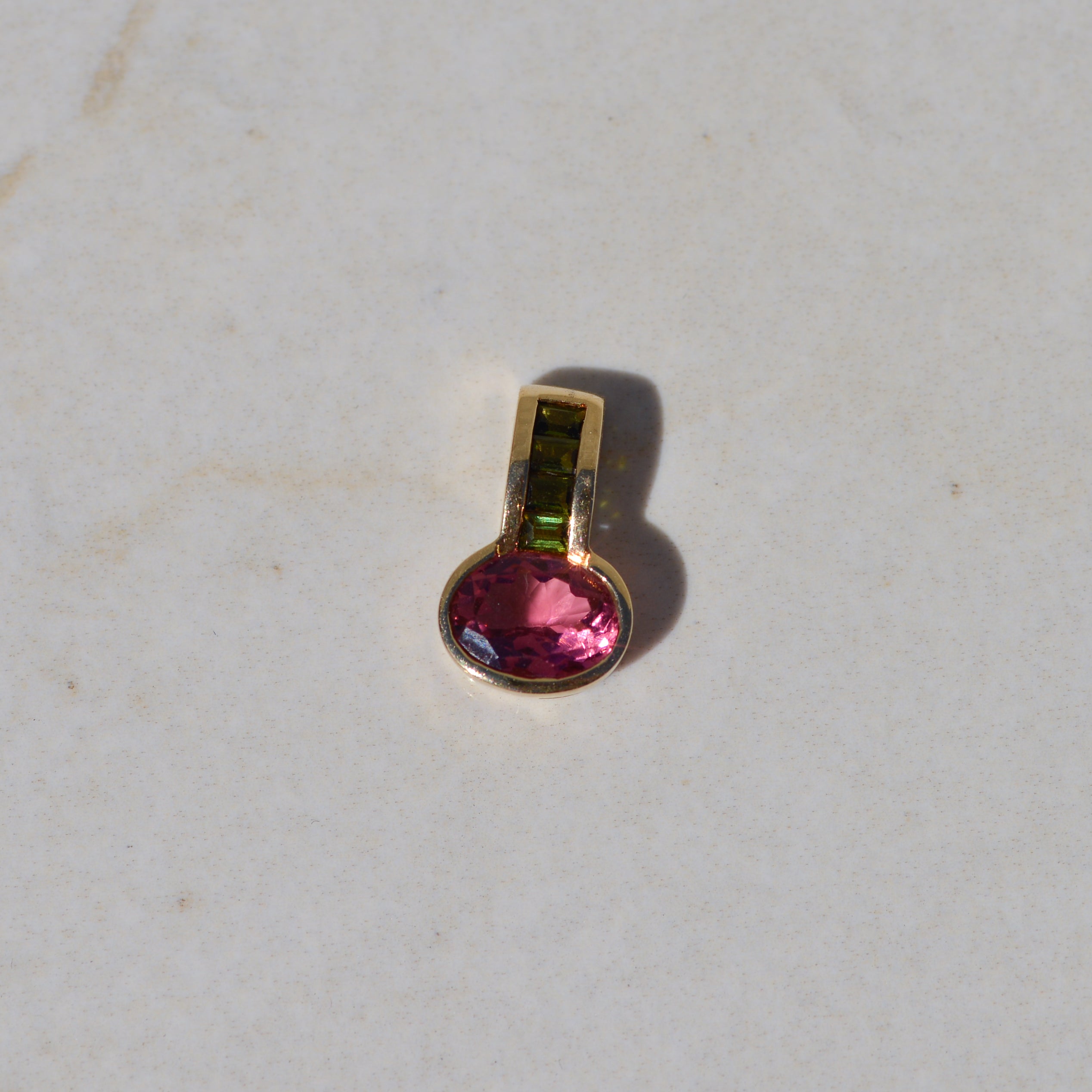 Estate Pink and Green Tourmaline Charm