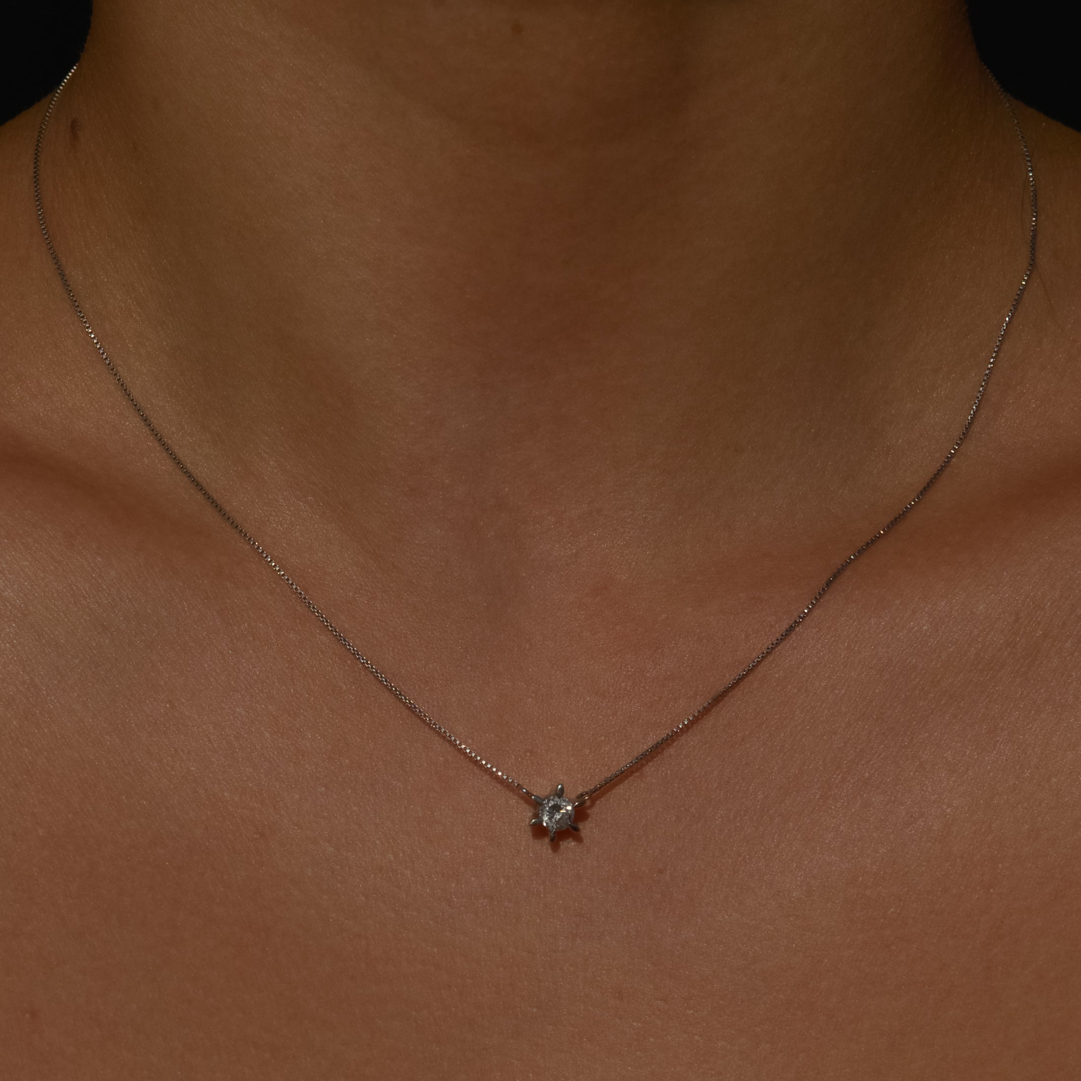 Estate 0.3 ct Diamond Necklace 16.5" Platinum