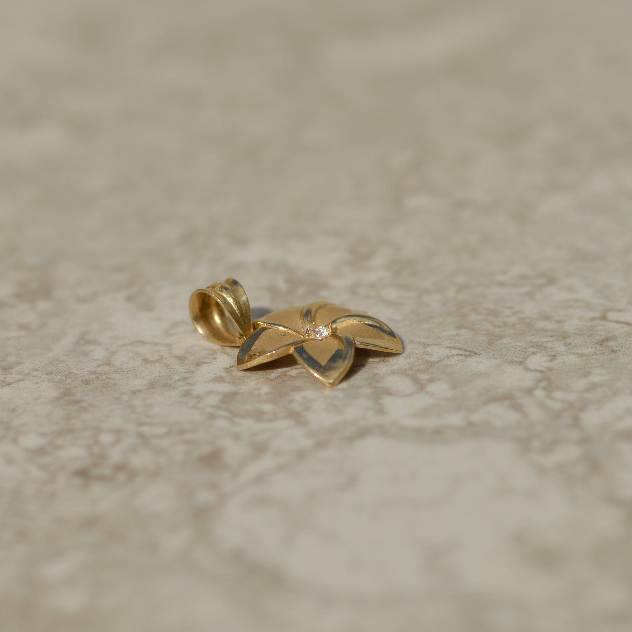 Vintage Plumeria Diamond Charm