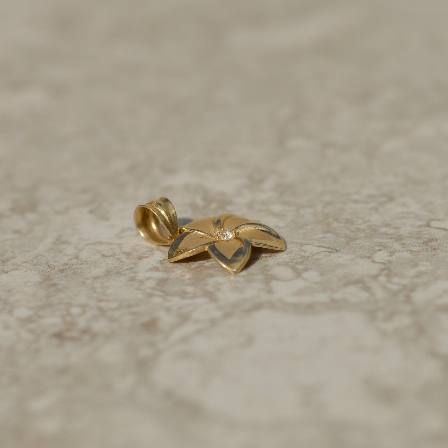 Vintage Plumeria Diamond Charm