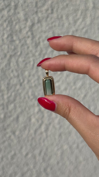 Bubble Bezel Pendant, bicolor tourmaline