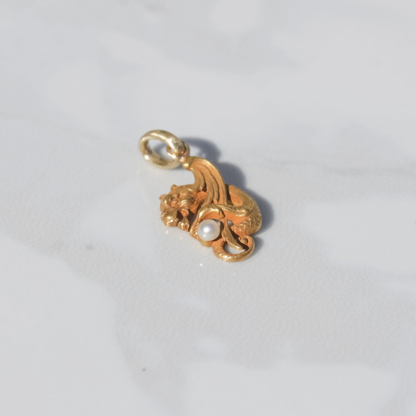 Antique Dragon Charm 14k