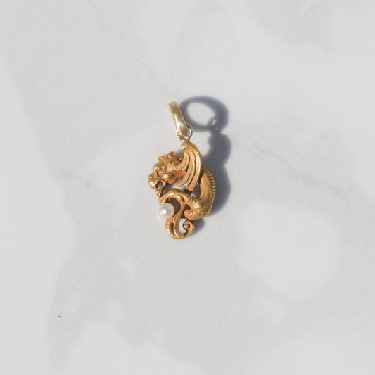 Antique Dragon Charm 14k