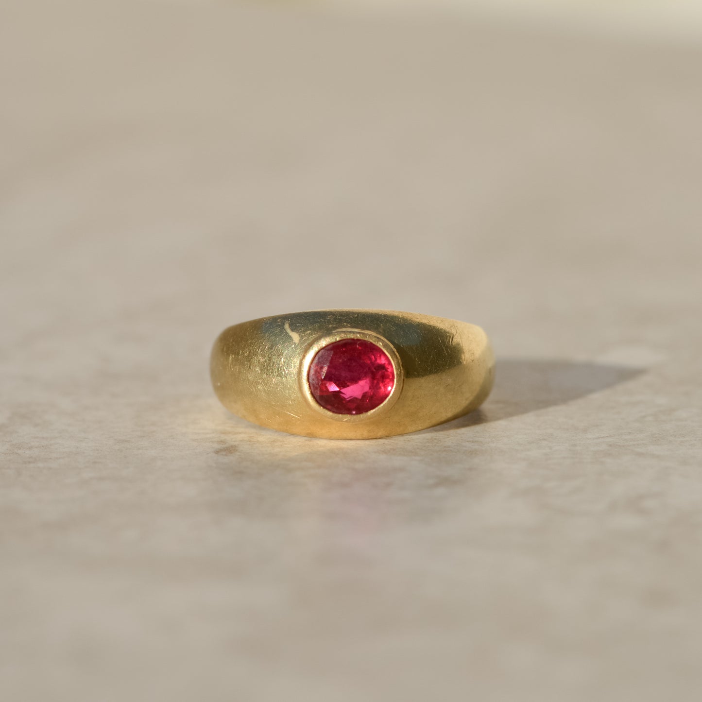 Vintage Bezel-set Ruby Dome Ring
