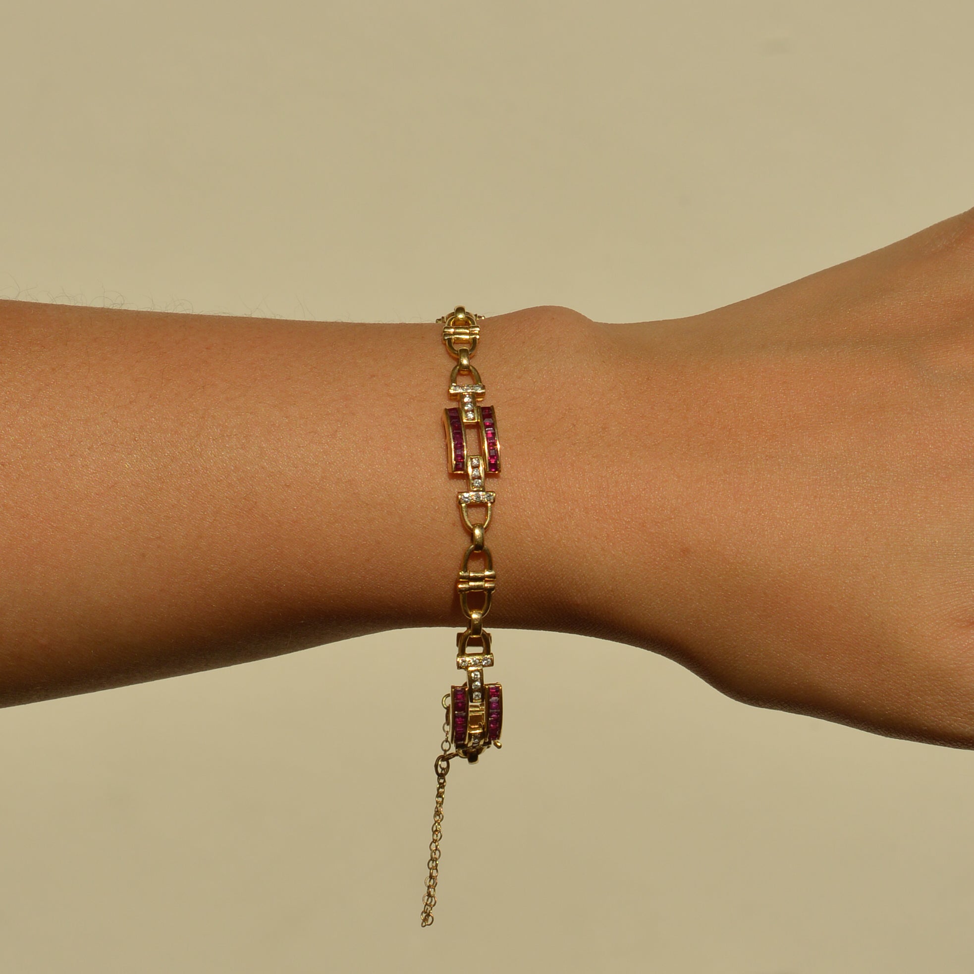 Vintage Ruby & Diamond Channel-set Bracelet