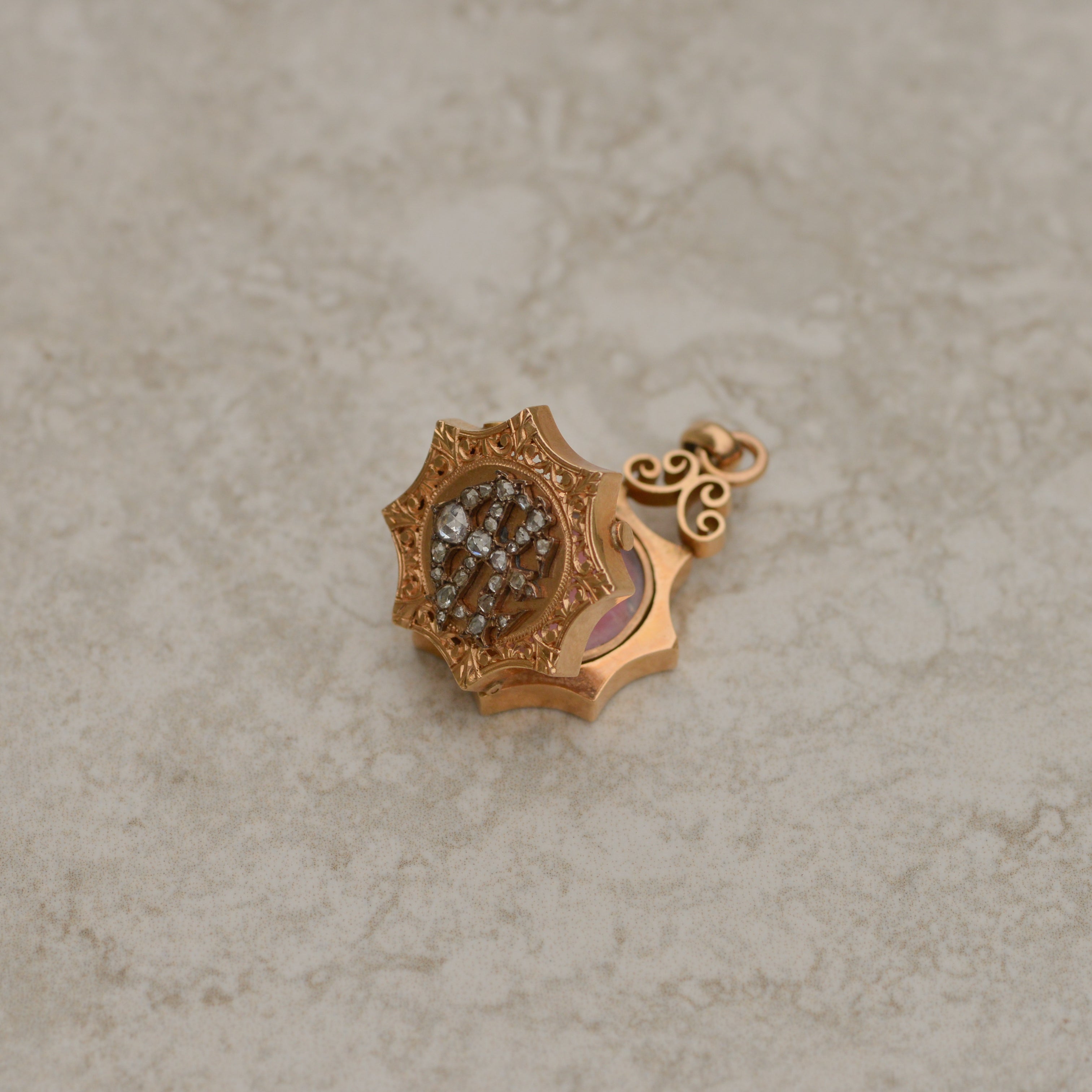 Victorian Rosecut Diamond Monogram Locket